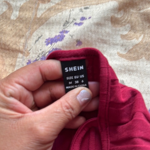 SHEIN Red Ribbed Tie Front Mini Dress - Picture 3 of 5